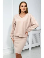 Souprava halenka + pruhované šaty béžová Souprava halenka + pruhované šaty béžová