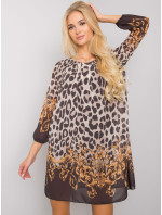 OCH BELLA Béžové šaty s leopardím potiskem