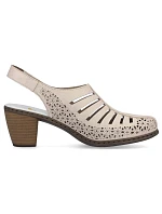 Kožené sandály na podpatku Rieker W RKR49B beige