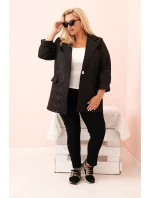 Dámská bunda Plus Size prošívaná s límcem a knoflíkem černá