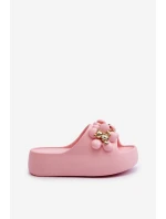 Dámské pěnové žabky s ozdobami na tlusté podrážce růžové od Bremavia