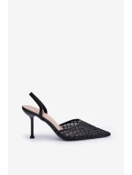 Lodičky S Otevřenou Patou Ozdobené Leskem Černé Berilae Lodičky S Otevřenou Patou Ozdobené Leskem Černé Berilae