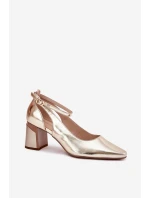 Kožené Lodičky Na Podpatku Maciejka K6816-25 Zlaté