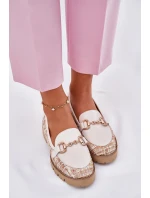 Dámské Kožené Mokasíny Se Zlatým Detailem Světle Béžové Laura Messi 2938