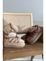 Dětské a mládežnické sněhule s kožešinou D Franklin DFSH370011 Béžové