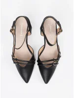 Pěkné  lodičky černé dámské na jehlovém podpatku