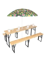 PIKNIKOVÝ BAROVÝ SET DŘEVĚNÝ STŮL A 2 LAVICE