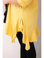 Dámská blůza Plus Size s bavlnou, volánem a ohrnovacími rukávy žlutá