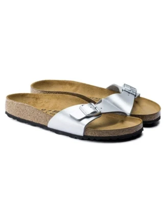 Dámské žabky Birkenstock Madrid Birko-Flor Silver regular wide (0040411) dámské Dámské žabky Birkenstock Madrid Birko-Flor Silver regular wide (0040411) dámské