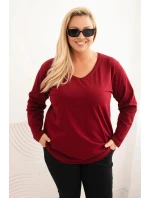 Dámská blůza Plus Size s výstřihem do V a dlouhým rukávem bordó Dámská blůza Plus Size s výstřihem do V a dlouhým rukávem bordó