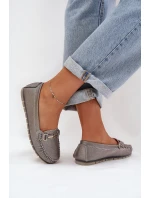 Třpytivé Plátěné Mokasíny Z Přírodní Kůže D&A LR51-546 Stříbrné