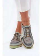 Kožené dámské polobotky s vzorem Maciejka 06784-09 zelené