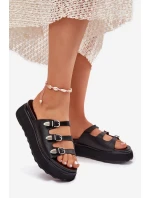 Dámské Klapky Na Platformě S Pásky Černé Nimiotte