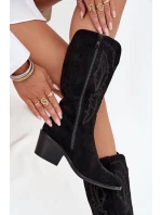 Kozačky Kovbojky Dámské Na Podpatku Vyhřívané Vinceza 16508 Černé