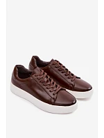 Pánské tenisky z eko kůže tmavě hnědé Velton