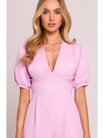 M852 Kombinéza s puff rukávy - cukrově růžová M852 Kombinéza s puff rukávy - cukrově růžová