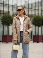 Dámská prošívaná bunda s kapucí béžová FashionStreet TY5547