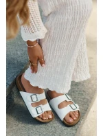 Dámské Pantofle Na Korek Platformě S Přezkami Bílé Redore