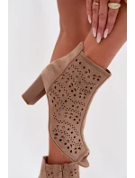 Dámské otevřené kotníkové boty na podpatku s výřezem béžové Ilavette