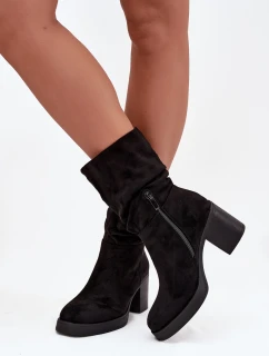 Dámské kotníkové boty s řasením na podpatku Amoria – černé