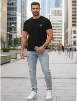 Pánské bavlněné tričko s potiskem buldočka černé FashionStreet NX0125R