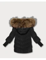 Černá dámská zimní bunda s úpletovými stahovacími lemy Goodlookin (KK60613)