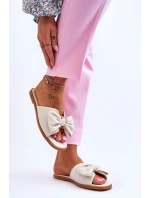 Dámské kožené pantofle s mašlí Bílé Becky Dámské kožené pantofle s mašlí Bílé Becky