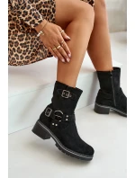 Dámské Botky Na Nízkém Podpatku S Přezkami Černé Zudra
