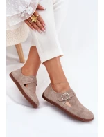 Semišové Polobotky Barefoot Dámské S Přezkou Zazoo N1261 Béžové