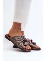 Dámské měděné pantofle na plochém podpatku Nelvira