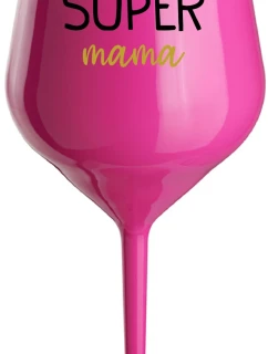 SUPER MÁMA - růžový nerozbitný pohár na víno 470 ml
