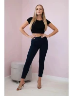 Bavlněné kalhoty s mašlí Zentex tmavě modré - Kesi Bavlněné kalhoty s mašlí Zentex tmavě modré - Kesi