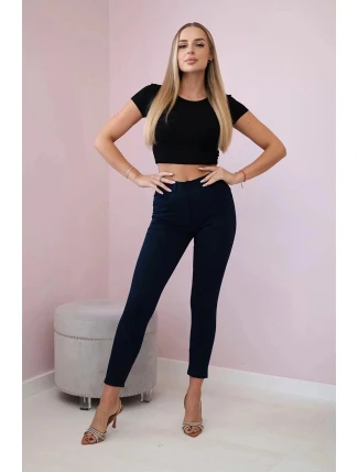 Bavlněné kalhoty s mašlí Zentex tmavě modré - Kesi Bavlněné kalhoty s mašlí Zentex tmavě modré - Kesi