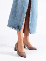 Trendy  lodičky dámské hnědé na širokém podpatku
