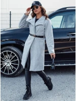 Dámský podzimní dlouhý kabát CELESTIA světle šedý FashionStreet NY0684 Dámský podzimní dlouhý kabát CELESTIA světle šedý FashionStreet NY0684