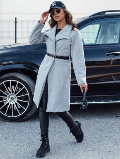 Dámský podzimní dlouhý kabát CELESTIA světle šedý FashionStreet NY0684