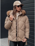 Dámská zimní bunda LESISI prošívaná s kapucí béžová FashionStreet TY4715