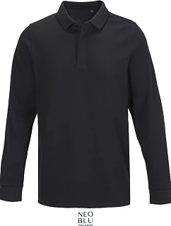 NEOBLU Owen LSL Men Pánské těžké piqué polo s dlouhým rukávem 24.4396 deep black