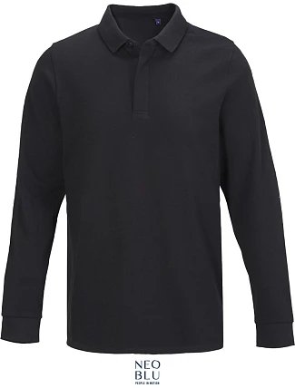 NEOBLU Owen LSL Men Pánské těžké piqué polo s dlouhým rukávem 24.4396 deep black