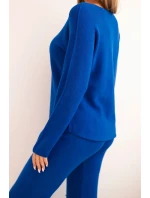 Dámský svetr s širokými nohavicemi a dlouhým rukávem chabrový