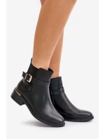 Dámské chelsea boty na nízkém podpatku eko kůže černé Zinlora