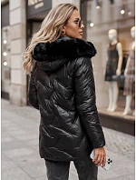 Dámská zimní prošívaná bunda LOVEINSIDE s kožešinou, černá, FashionStreet TY5049