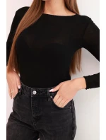 Dámská kasmírová blůza s kulatým výstřihem a dlouhými rukávy černá Dámská kasmírová blůza s kulatým výstřihem a dlouhými rukávy černá