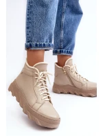 Ocieplané Kožené Boty Dámské Na Platformě Bežové Lemar Jevette Ocieplané Kožené Boty Dámské Na Platformě Bežové Lemar Jevette