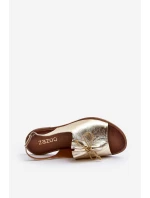 Zazoo 2898 Kožené Ploché Sandály Zlaté