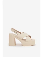 Dámské Sandály Na Podpatku A Platformě Z Eko Kůže Světle Béžové Annavin