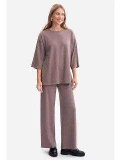 B300 Kalhoty z žebrového úpletu - kakao