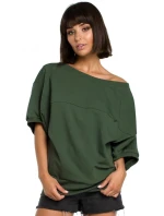 B079 Halenka nadměrné velikosti se zavinovacími detaily - černá