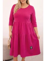 Dámská bavlněná sukýnka Plus Size s volánky a ohrnutým rukávem fuchsie
