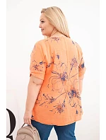 Dámská bavlněná halenka Plus Size s krátkým rukávem a kapsou oranžová Dámská bavlněná halenka Plus Size s krátkým rukávem a kapsou oranžová